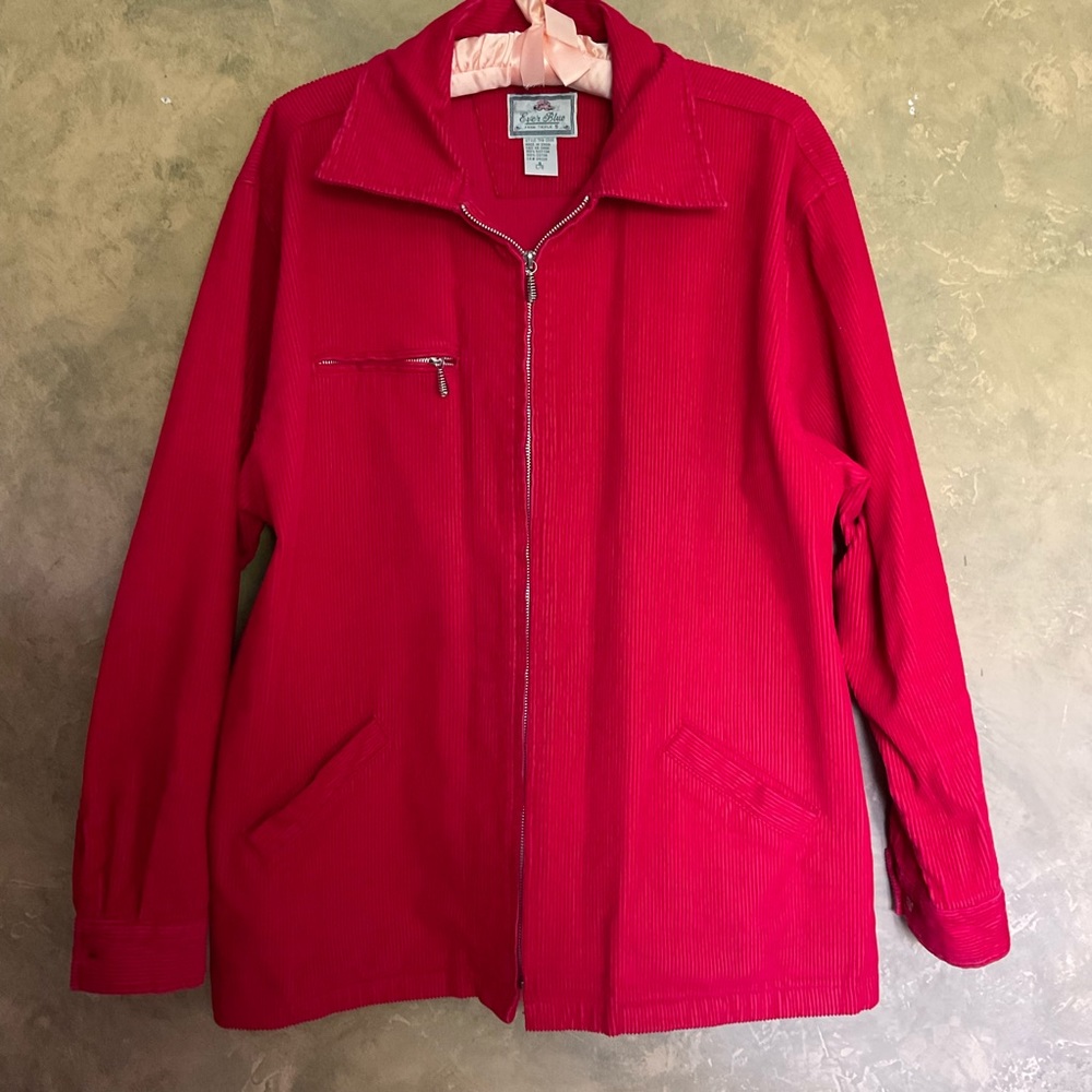 Vintage Triple 5 Soul Ever Blue Red Corduroy Zip Shacket Oversized 90s Y2K L